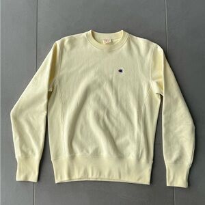 Champion Men’s Light Yellow Cream Crewneck Sweatshirt Reverse Weave Size Small
